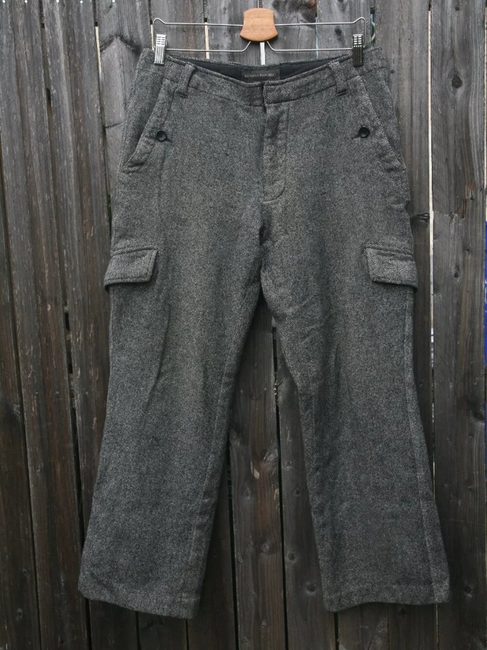 Size 32X29 - BANANA REPUBLIC Men's Gray Herringbone Wool Blend Cargo Pants